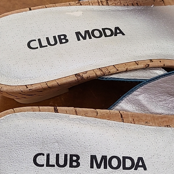 Club Moda Sandal Cork Wedge Metallic Blue - Picture 6 of 8
